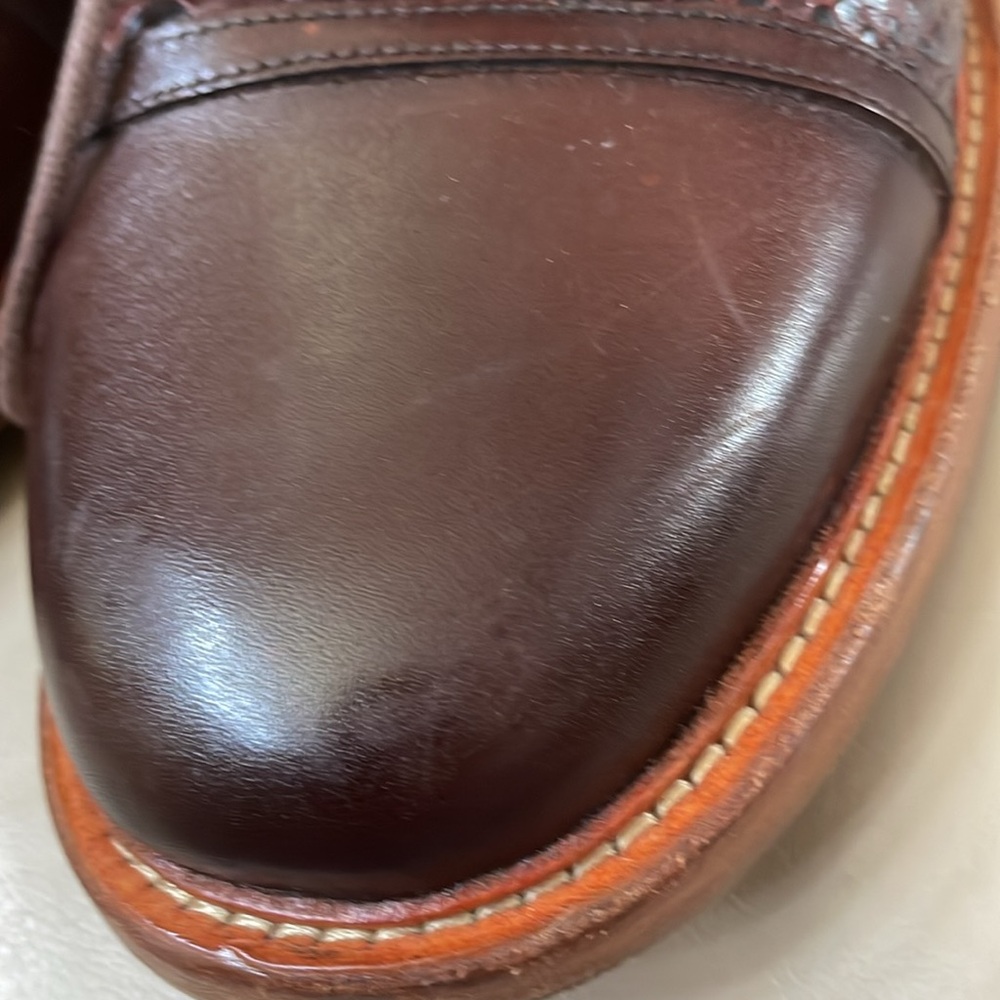 Marc Nolan Brown Lincoln Leather Croc Texture Trim Cap Toe Shoes, Size 15 - Picture 8 of 10